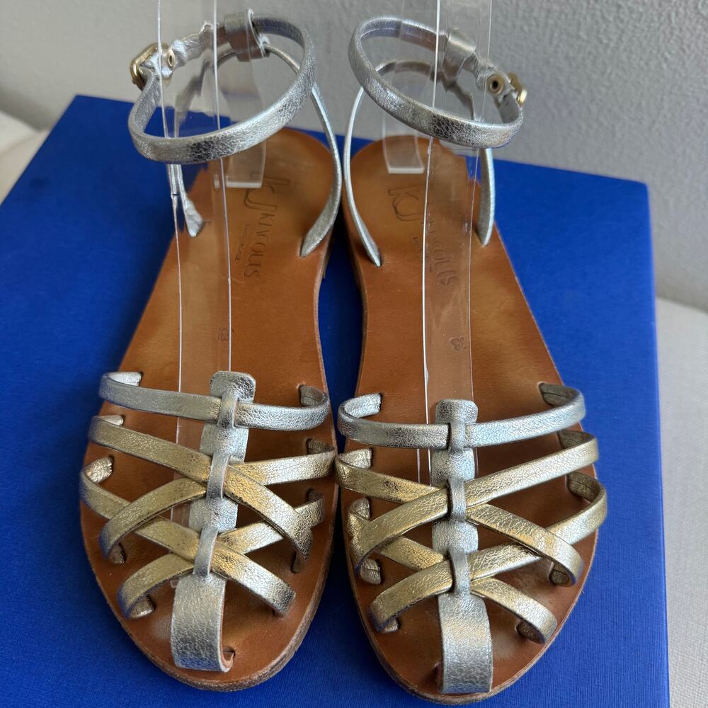 K. Jacques St Tropez Caicea Mixed Metallic Braided Leather Sandals Size EU 38